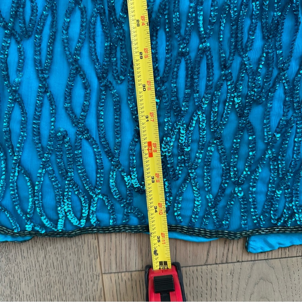 Vintage Teal Sequin Dress Eras Tour Medium Rare - Picture 11 of 11